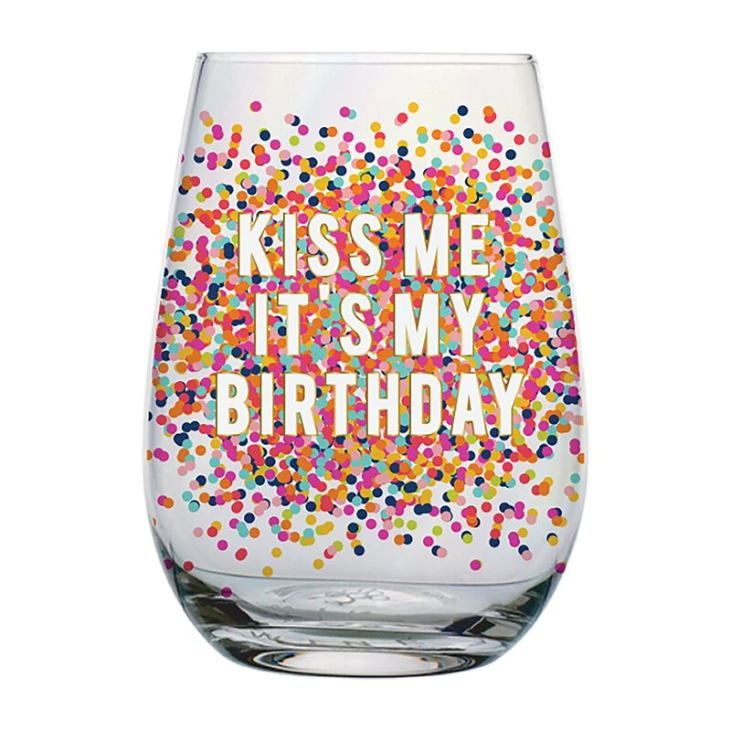 Wanderlust By Abby DRY GOODS Kiss Me Birthday Wine Glass 3 Wanderlust By Abby DRY GOODS Kiss Me Birthday Wine Glass