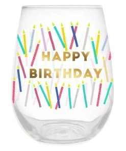 Wanderlust By Abby Happy Birthday Candles Wine Glass NEW
