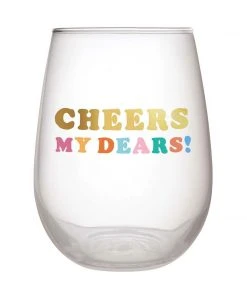 Wanderlust By Abby NEW Cheers My Dears Stemless Wine Glass