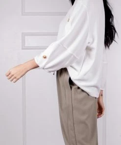 Wanderlust By Abby Textured Button Sleeve Top