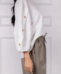 Wanderlust By Abby Textured Button Sleeve Top