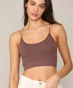 Wanderlust By Abby Seamless Ribbed Elastic Spaghetti Brami