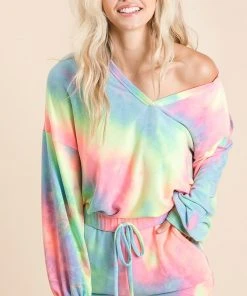 Wanderlust By Abby NEW Pastel Tie Dye French Terry Top