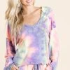 Wanderlust By Abby Blue Tie Dye French Terry Top NEW