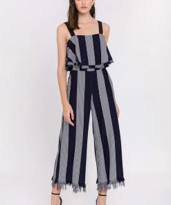 Wanderlust By Abby Stripe Fringe Hem Crop Top