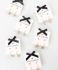 Wanderlust By Abby Crystal Huggie Initial Duet Earrings