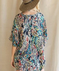 Wanderlust By Abby Oversized Floral V-Neck Top