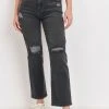 JBD Denim JBD Washed Black High Rise Destroyed Straight Jeans