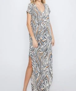 Wanderlust By Abby Zebra Print Maxi Dress NEW