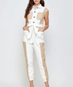 Wanderlust By Abby Color Block Sleeveless Jumpsuit