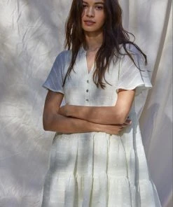 Wanderlust By Abby NEW Woven Crepe Ruffle Baby Doll Dress