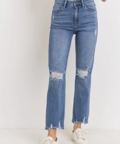 JBD Denim JBD High Rise Distressed Straight Jeans NEW