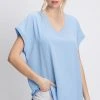 Wanderlust By Abby NEW Cap Sleeve Raw Edge Top