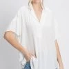 Wanderlust By Abby Collared White Button Down Flowy Top