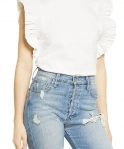 Wanderlust By Abby Poplin Knit Mixed Ruffle Detail Top