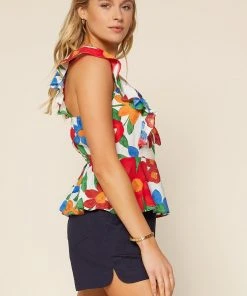 Wanderlust By Abby Ruffle Sleeve Floral Print Top CLOTHING