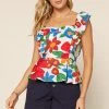 Wanderlust By Abby Ruffle Sleeve Floral Print Top CLOTHING