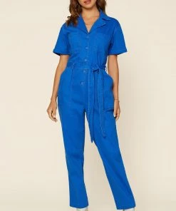 Wanderlust By Abby Kendall Washed Utility Jumpsuit NEW