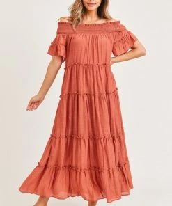 Wanderlust By Abby Off Shoulder Ruffle Dress