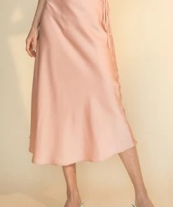 Wanderlust By Abby NEW Satin Midi Skirt With Self Tie