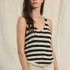 Wanderlust By Abby Knit Stripe Sweater V Neck Sleeveless Top