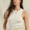 Wanderlust By Abby Cream Knit Cotton Sleeveless Top