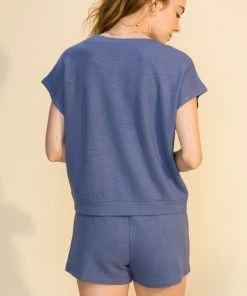 Wanderlust By Abby NEW Dolman Sleeve Top And Elastic Waistband Short Set