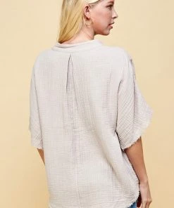 Wanderlust By Abby NEW Light Tan Short Sleeve Top