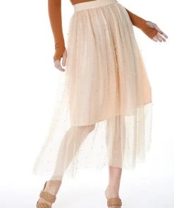 Wanderlust By Abby Maxi Length Tulle Skirt With Pearls NEW