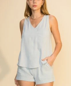 Wanderlust By Abby V Neck Sleeveless Top NEW