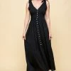 Wanderlust By Abby NEW Black Button Down Maxi Dress