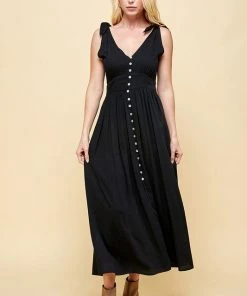 Wanderlust By Abby NEW Black Button Down Maxi Dress