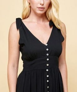 Wanderlust By Abby NEW Black Button Down Maxi Dress