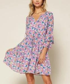 Wanderlust By Abby Ruffle Sleeve Mini Dresss NEW