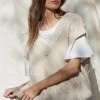 Wanderlust By Abby NEW Beige Knit Sweater Sleeveless V-Neck Tunic Vest