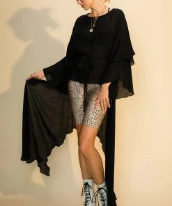 Wanderlust By Abby Asymmetrical Maxi Top With Waist Tie