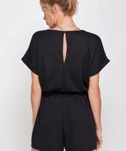 Wanderlust By Abby Solid Romper With Pockets