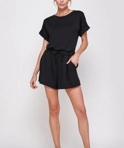 Wanderlust By Abby Solid Romper With Pockets
