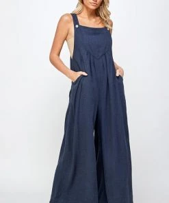 Wanderlust By Abby NEW Solid Linen Overalls