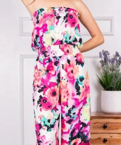 Wanderlust By Abby Floral Print Strapless Jumpsuit
