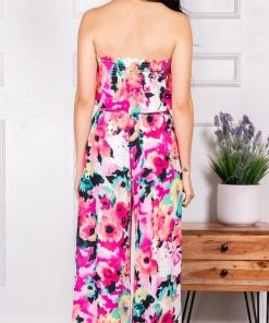 Wanderlust By Abby Floral Print Strapless Jumpsuit