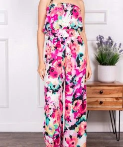 Wanderlust By Abby Floral Print Strapless Jumpsuit
