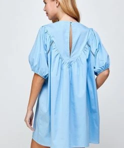 Wanderlust By Abby Chambray Eyelet Detail Short Sleeve Dress NEW