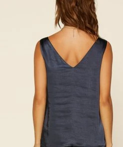 Wanderlust By Abby Navy Satin Knotted Strap Cami CLOTHING