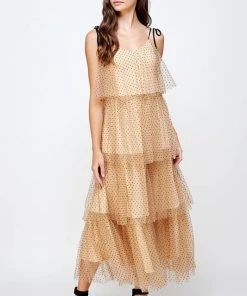 Wanderlust By Abby Dotted Mesh Layer Sleeveless Dress