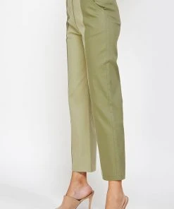 Wanderlust By Abby NEW Sage And Olive Color Block Top Stitch Detail Pants