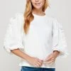 Wanderlust By Abby Lace Trim Sleeve Poplin Top NEW