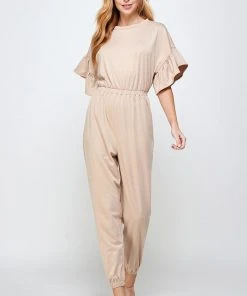 Wanderlust By Abby NEW Ruffle Sleeve Knit Jumpsuit