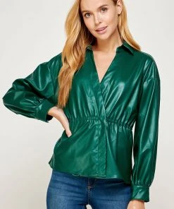 Wanderlust By Abby Double Overlap Leather Shirt NEW