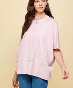 Wanderlust By Abby Crew Neck Top With Sewing Detail CLOTHING